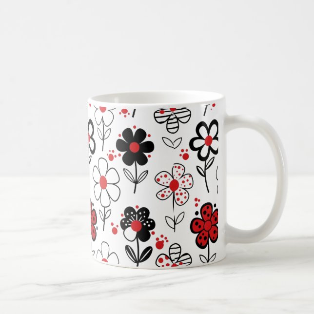 Stränga grafikblommor kaffemugg (Höger)