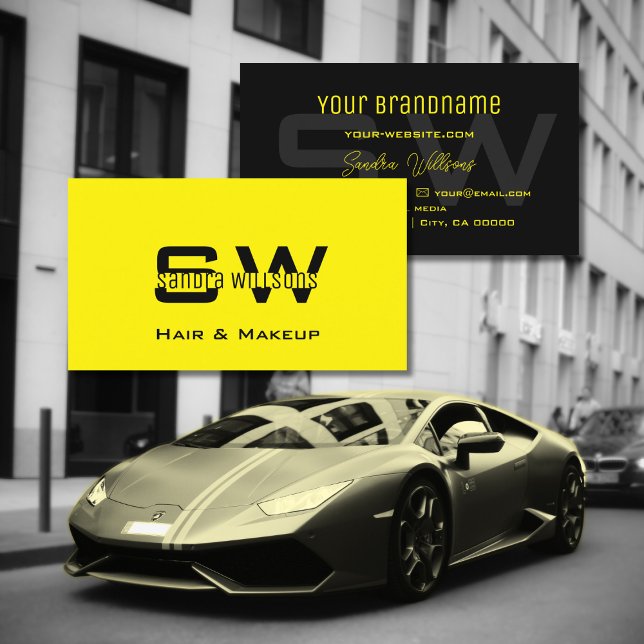 Stränga platta Gulter och svart Coola med Monogram Visitkort (Skapare uppladdad)