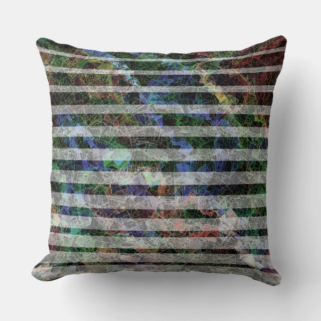 Stränga remsor och skrapade små fyrkanter i linjer kudde (Framsida)