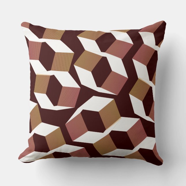 Stränga rödhexagoner på mörkaste röda bakgrund kudde (Framsida)