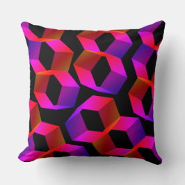 Stränga rosa hexagoner vid svart bakgrund kudde