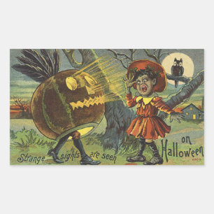 Stränga sikter visas på Halloween-Vintagen Rektangulärt Klistermärke
