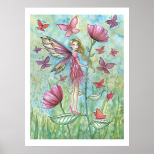 Stränga sommarpåsar Flower Fairy and Butterfly Poster