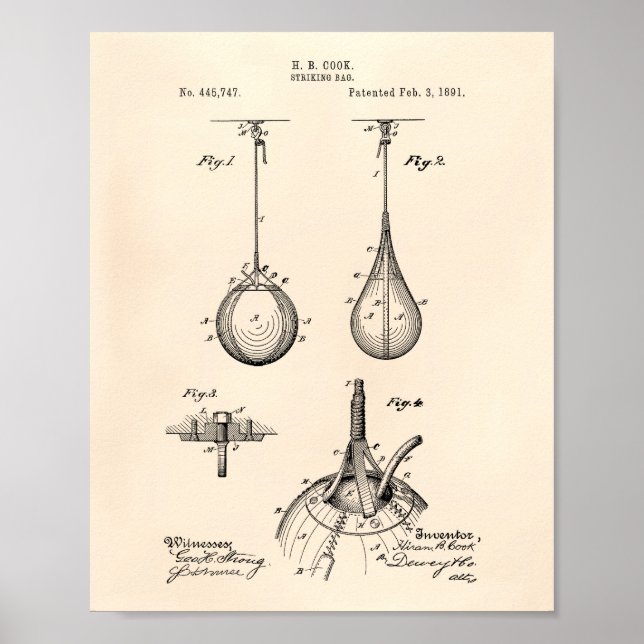Strängande Bag 1891 Patent Art - Gammal peper Poster (Framsidan)