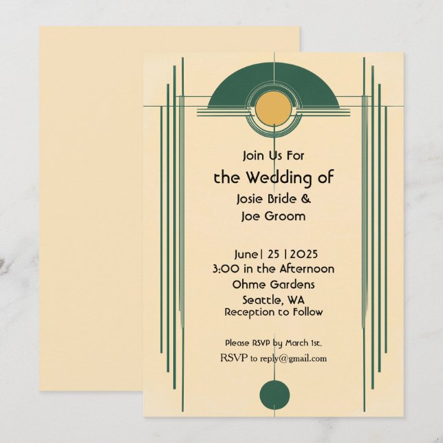 Strängande inbjudan till bröllopsinbjudan till dec (Fram/baksida)