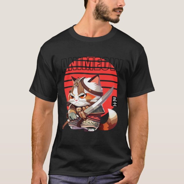 Strängande katt för krigare i traditionell Armor R T Shirt (Framsida)