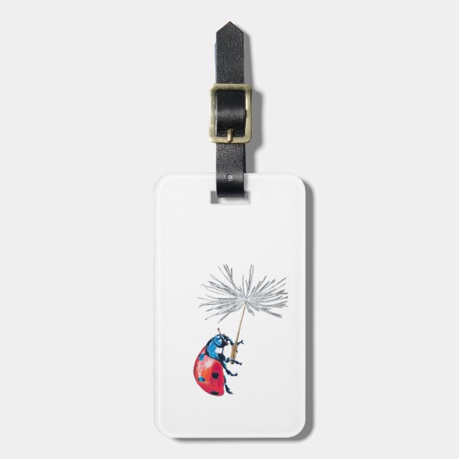 Strängande Nyckelpiga på ett dandelionfrö Bagagebricka (Vertikal Framsida)