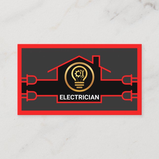 Strängande röd elektrisk hemkrets visitkort (Framsida)