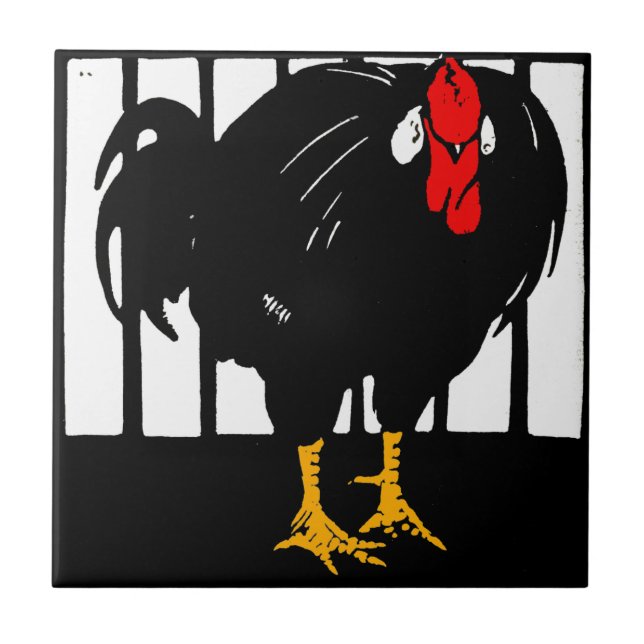 Strängande Victorian Woodcut Animal Underlägg Tupp (Framsidan)