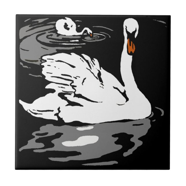 Strängande viktoriskt träckdjur Underlägg - Svanar (Framsidan)