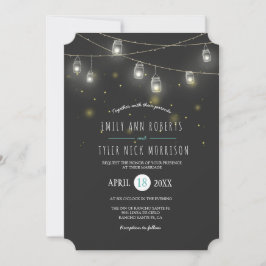 Strängar av Glowing Mason Burk Fireflies Bröllop Inbjudningar