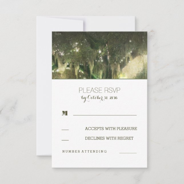 Strängar i Ljus Träd Rustic Bröllop OSA Cards Kort (Framsida)