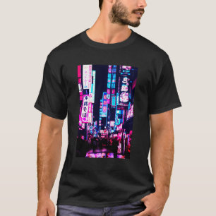 Strängar i Tokyo Japan Nattscen med Ljus Vap T Shirt