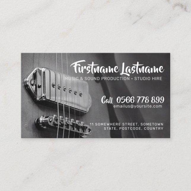 Strängar Studio Gitarr GråAZ Visitenkort Visitkort (Framsida)