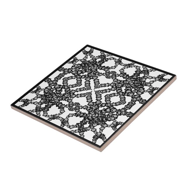 Strängare Grått Måne i svarta lådor Modern Art Kakelplatta (Sidan)