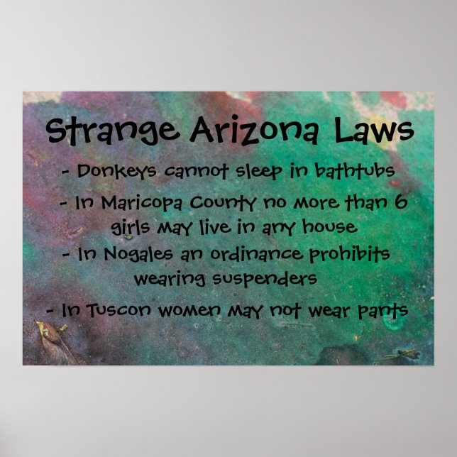 Strange Arizona Laws Poster (Framsidan)