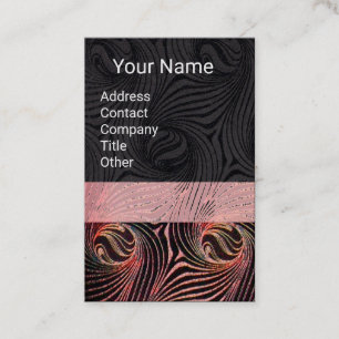 STRANGE CIRKLES,SWIRLS Red Brown Abstrakt Black Visitkort