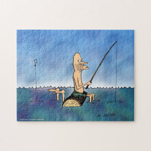 Strange Day Fishing Funny Tecknad Puzzle Pussel