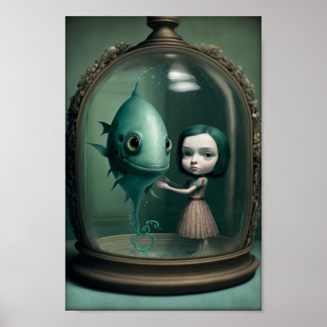 Strange Fantasy Girl and Aquarium Creature Poster (Framsidan)