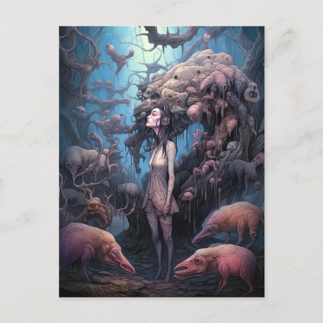 Strange Mutation Woman Surreal Art Vykort (Framsida)