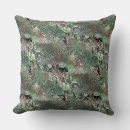 Strange struktur i grått grönt med abstrakt skalle kudde