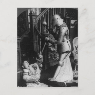 Strange Vintage Victorian Man och Knight Vykort