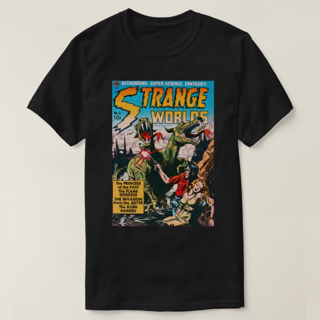 Strange Worlds Astounding Toppen Science Fantasies T Shirt (Design framsida)