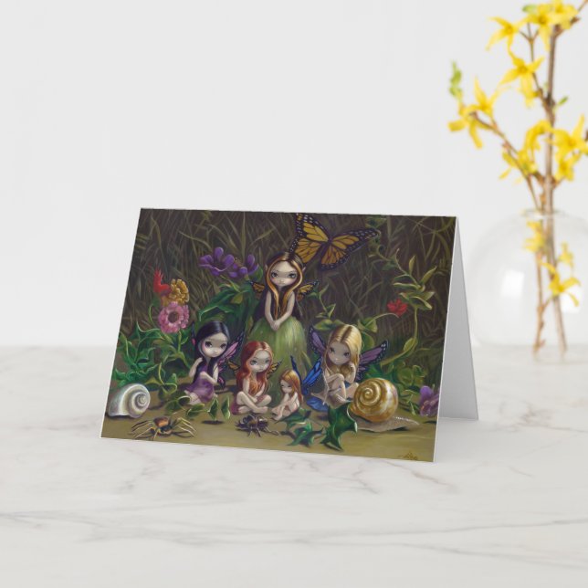 Strangeling Fairy Birthday-kort Kort (Gul blomma)