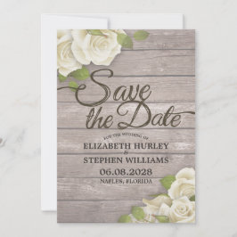 Strängen Blommigt i Rustic Wood Ljus sparar datume Spara Datumet