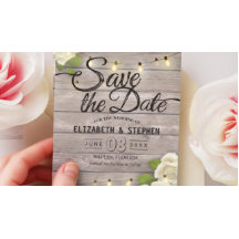 Strängen Blommigt i Rustic Wood Ljus sparar datume