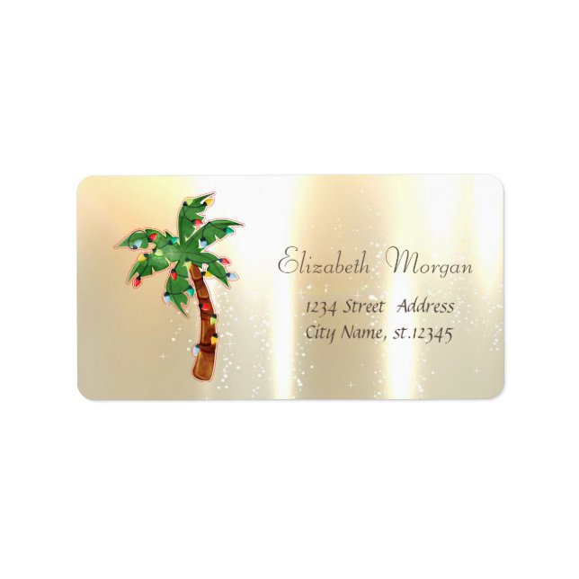 Strängen julgran Handflatan Ljus Guld Adressetikett (Framsidan)