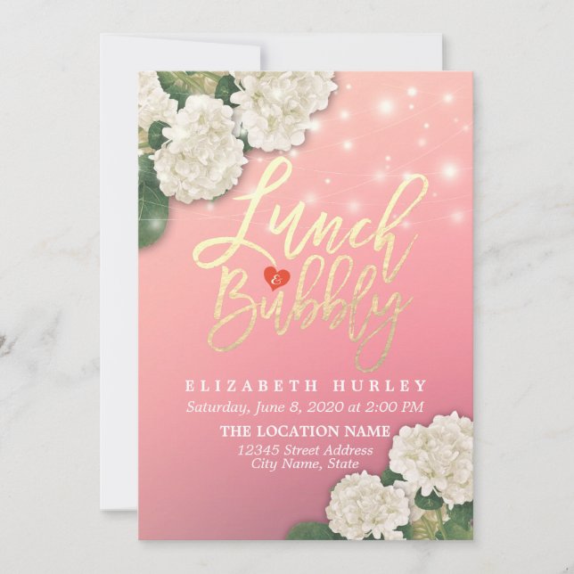 Strängen Ljus i Lunch & Bubly Möhippa Flowers Inbjudningar (Framsida)