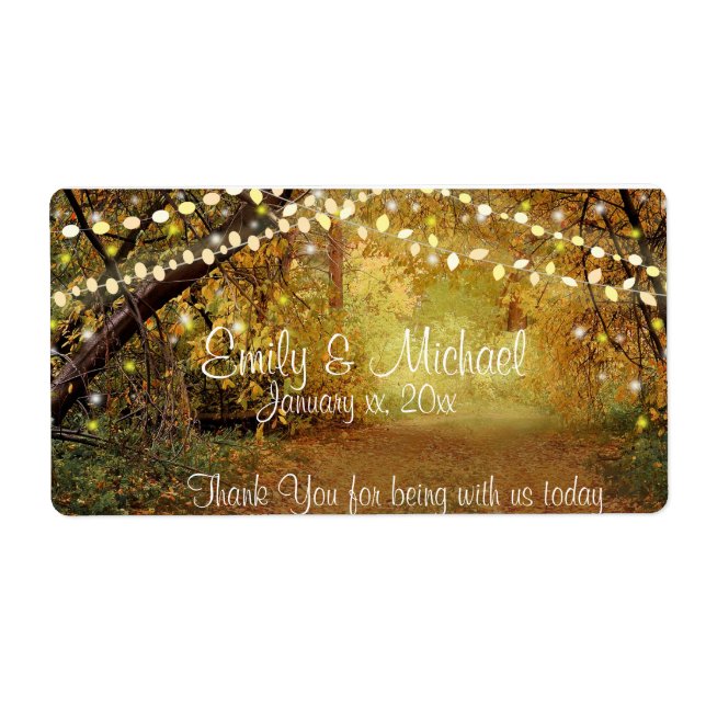 Strängen Ljus på etiketterna bröllop Vin/Vatten Fraktsedel (Framsidan)