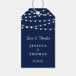 Strängen Ljus på insamlingen av blått Bröllop vid  Presentetikett