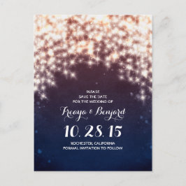 Strängens Glitz ljus sparar datumvykorten Meddelande Vykort