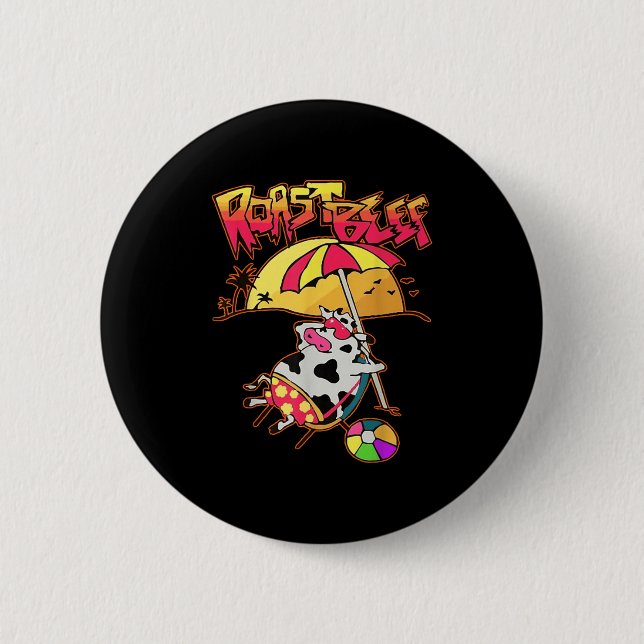 Stranger Dustin Kärlek Roast Beef Beach Cow Tv Par Knapp (Framsida)