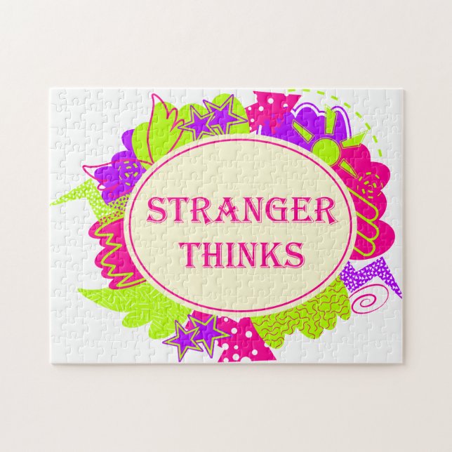 Stranger thinks quote in 80s tv show style pussel (Horisontell)