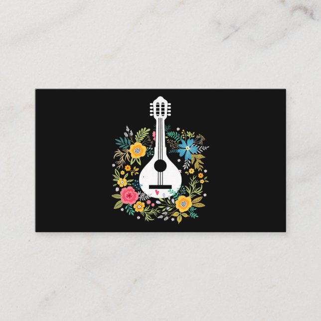 Stränginstrument för Mandolin Flowers Mönster Play Visitkort (Framsida)