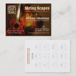 Strängkapningar Music Guitar Art w/Calendar QR-kod Visitkort