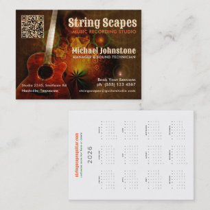 Strängkapningar Music Guitar Art w/Calendar QR-kod Visitkort