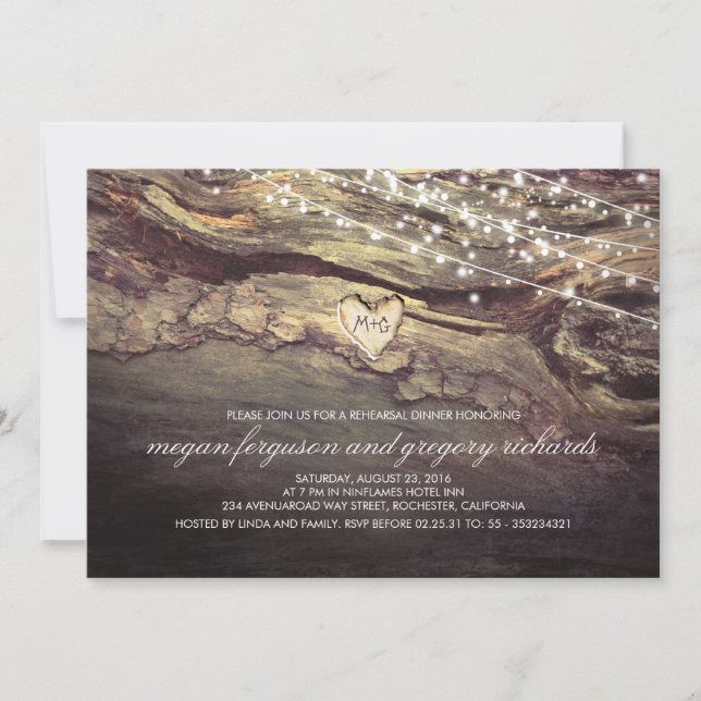 Strängkardad Ljus, hjärtklappad, rustisk repetitio Inbjudningar (Framsida)