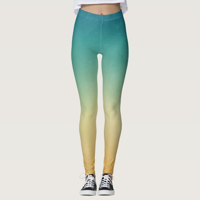 Stränglig för benbalkar från Handflatan sunset Trä Leggings (Framsida)