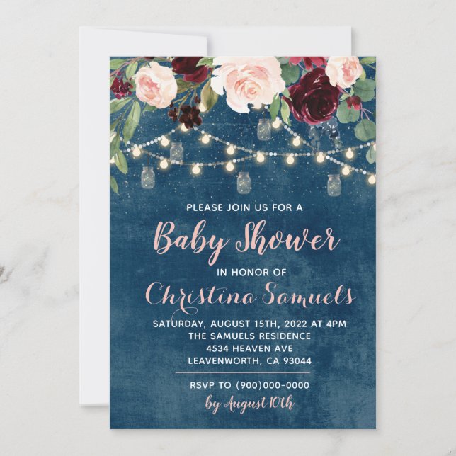 Strängljus Baby Shower Inbjudan (Framsida)