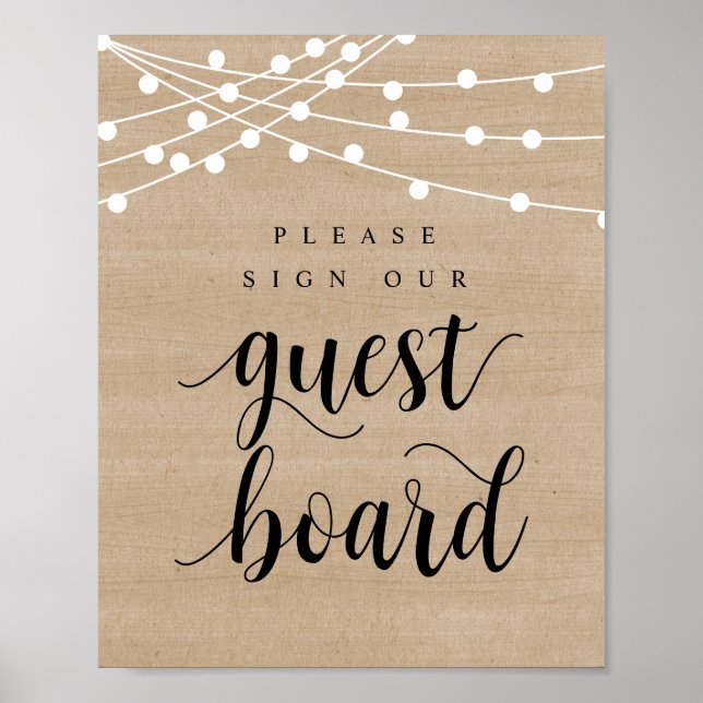 Strängljus, Bröllopsskylt Vår gästbok Poster (Framsidan)