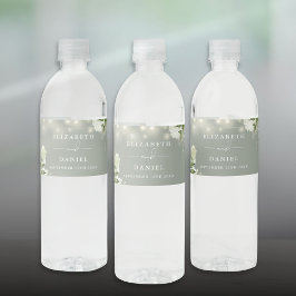 Strängljus Grönska Blommig Salvia Grön Bröllopsdek Vattenflaskor Etikett