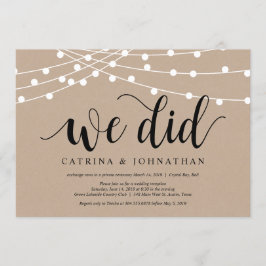 Strängljus Kraft, Svart typsnitt, Bröllop Elopemen Inbjudningar