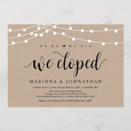 Strängljus Kraft, Svart typsnitt, Bröllopsflykt Inbjudningar