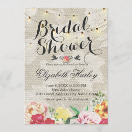 Strängljus & Linne Blommig Bröllopsdusch Bröllop Inbjudningar