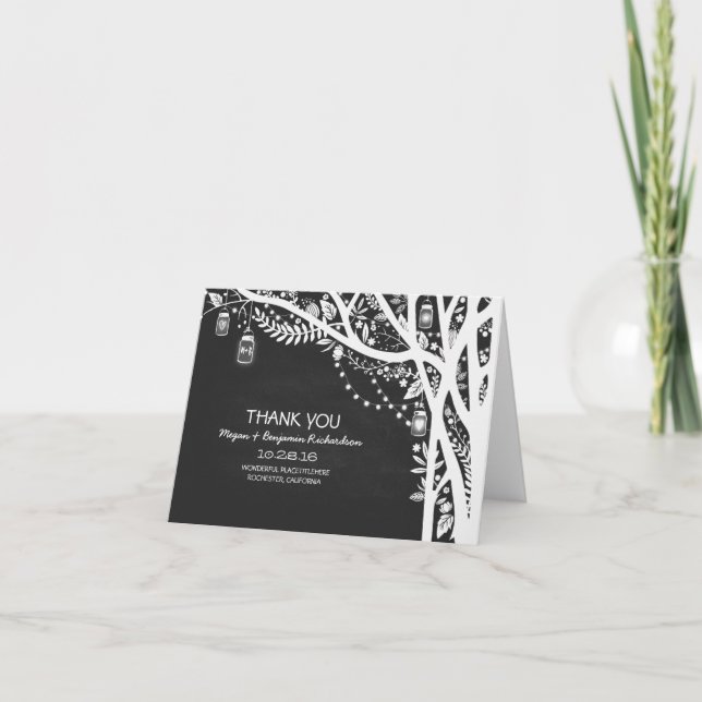 Strängljus murar bröllop tack kort (Framsida)