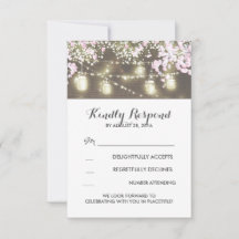 strängljus murar krukor burlap bröllop RSVP-kort